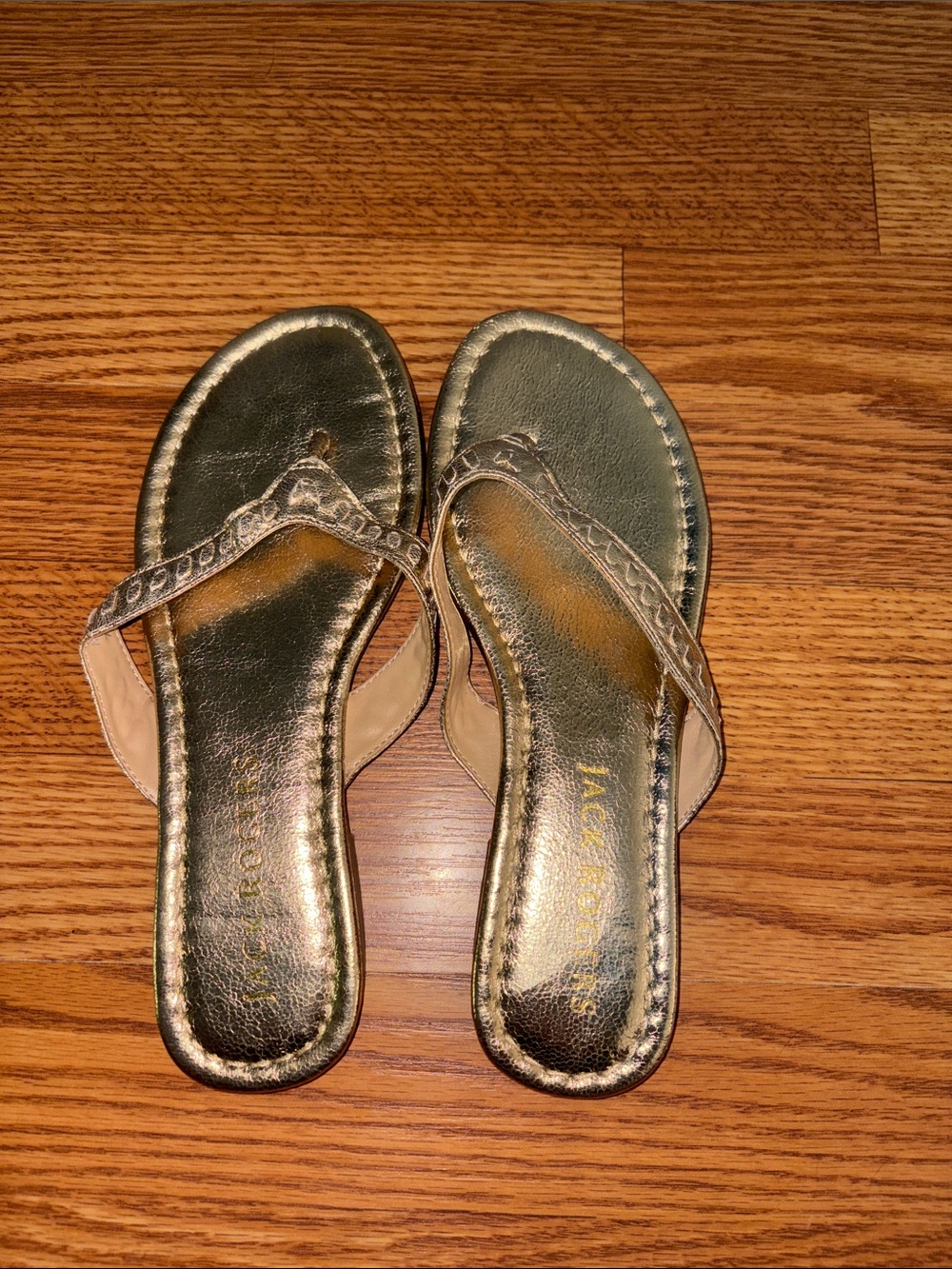 Jack Rogers Metallic Gold Women's Thong Sandals